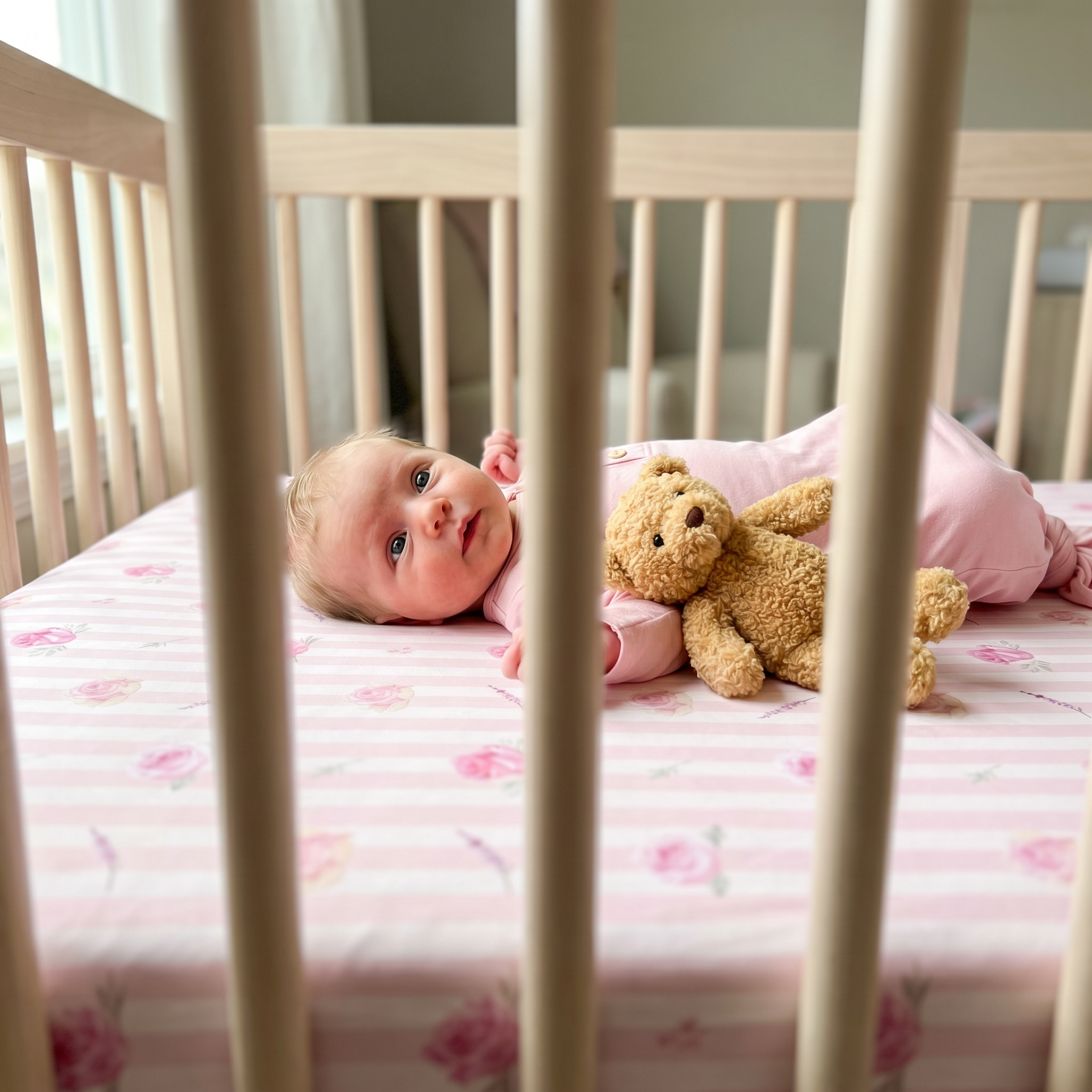 Crib Sheet in Rosy