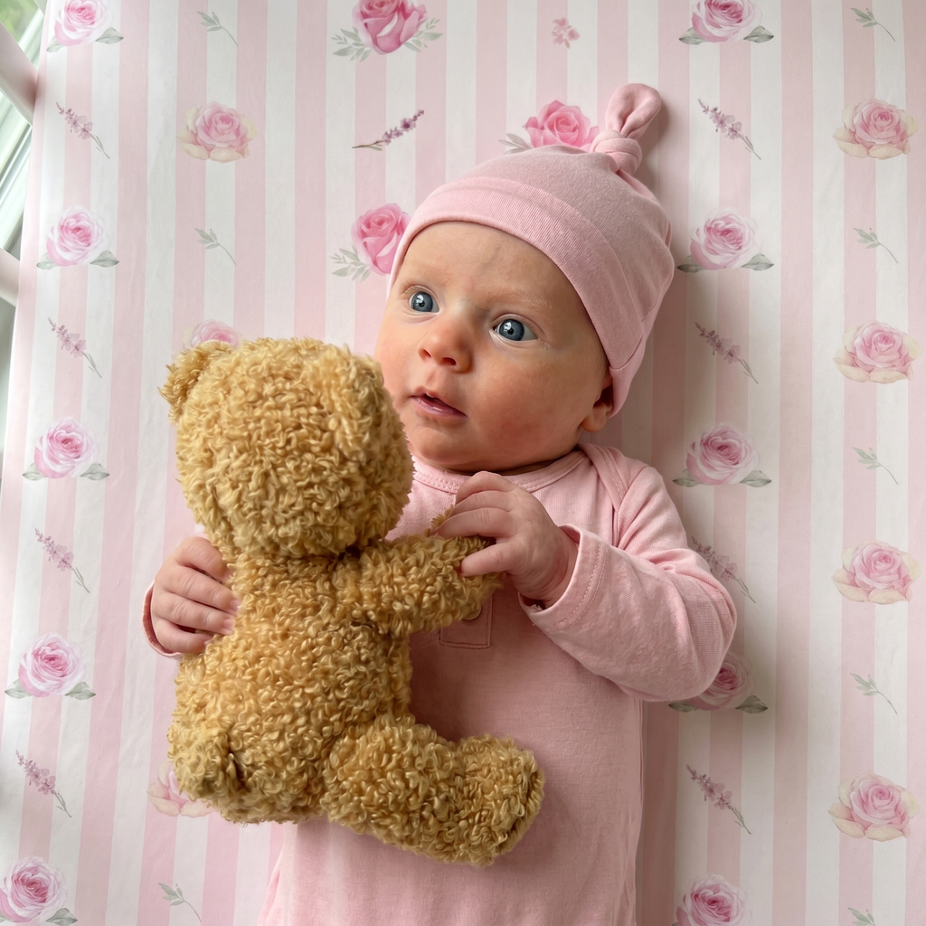 Crib Sheet in Rosy