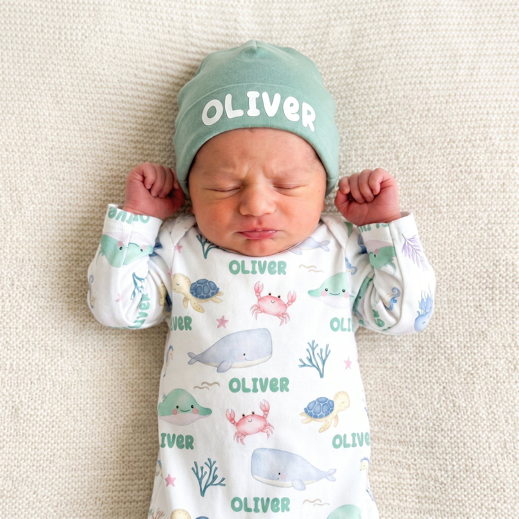 Personalized Sleep Gown in Sea Animals