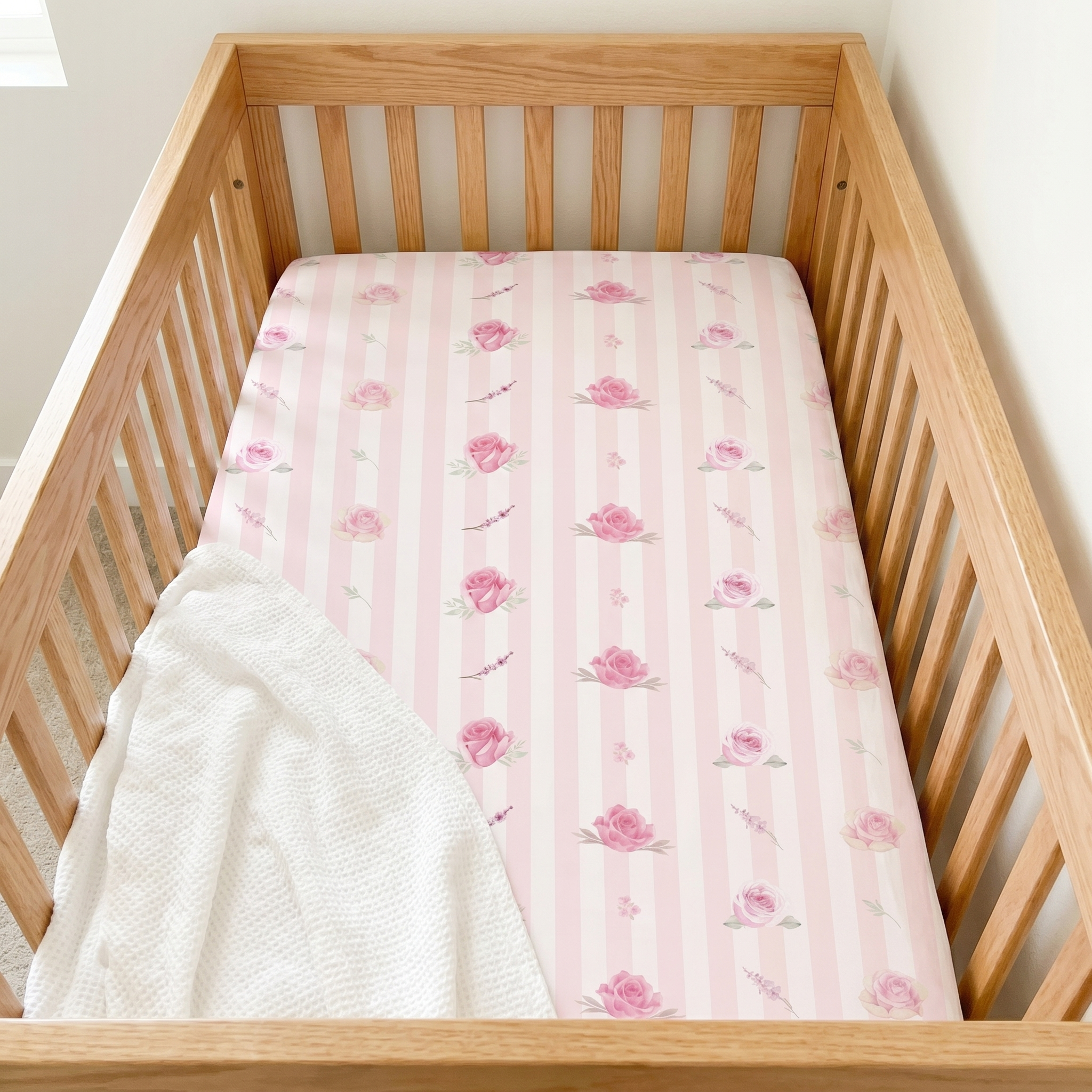 Crib Sheet in Rosy