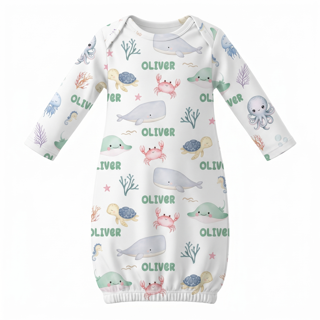 Personalized Sleep Gown in Sea Animals
