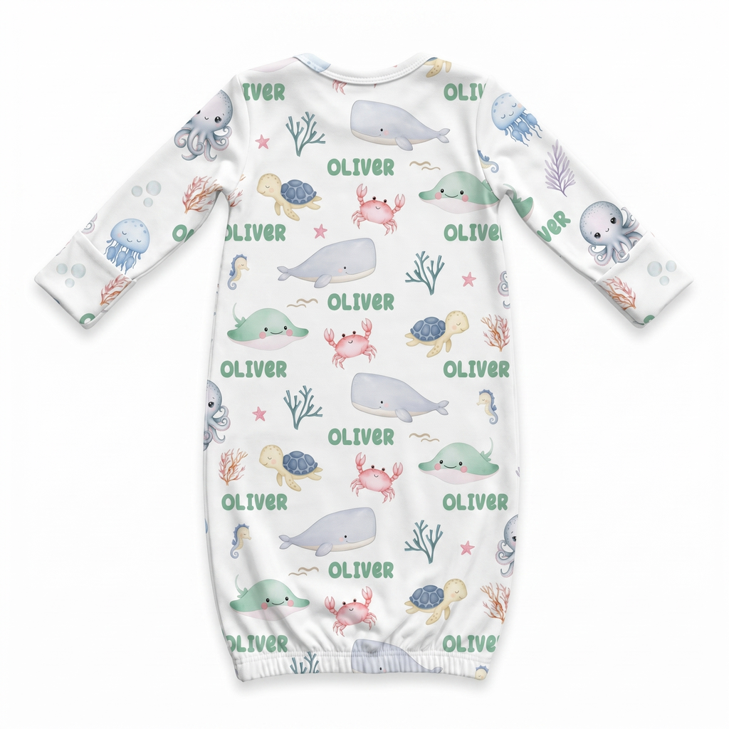 Personalized Sleep Gown in Sea Animals