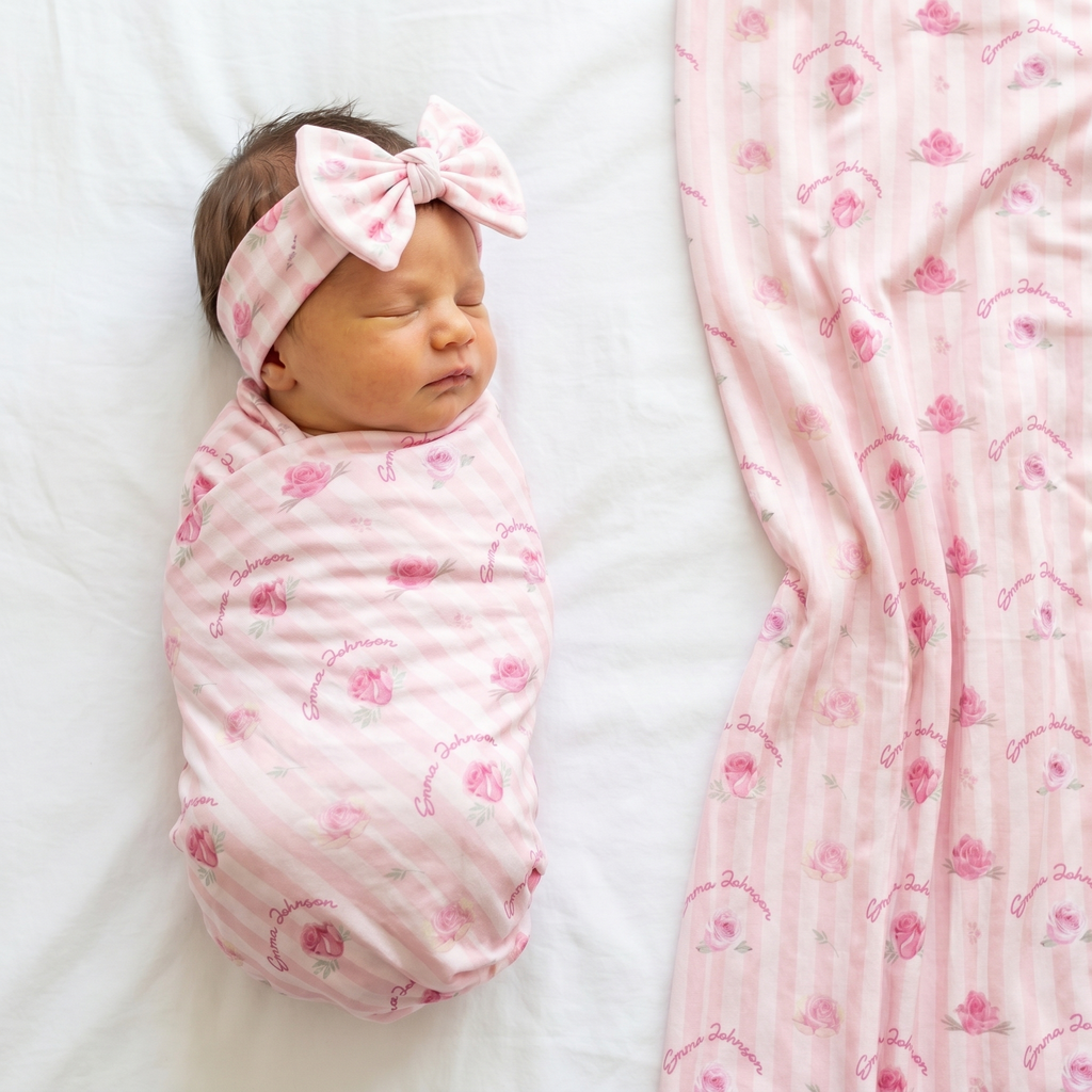 Personalized Swaddle in Rosy