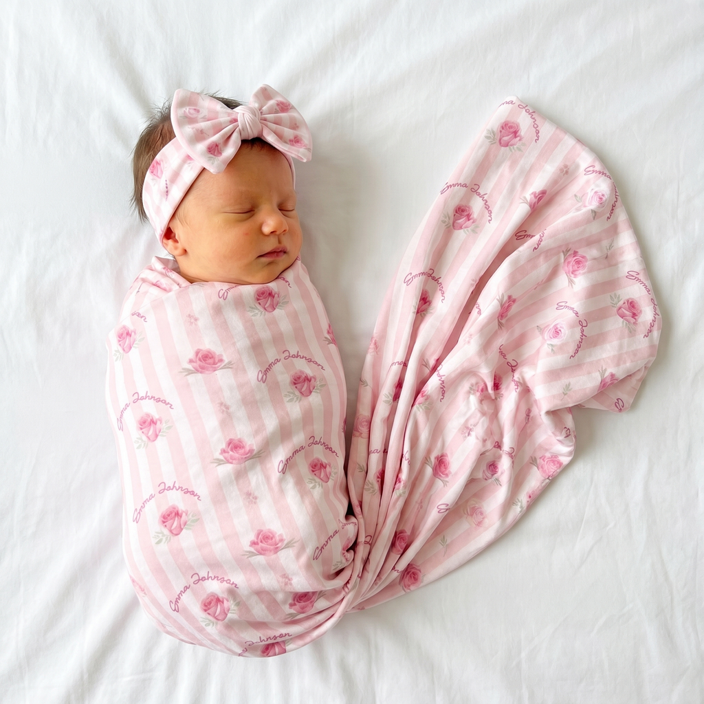 Personalized Swaddle in Rosy