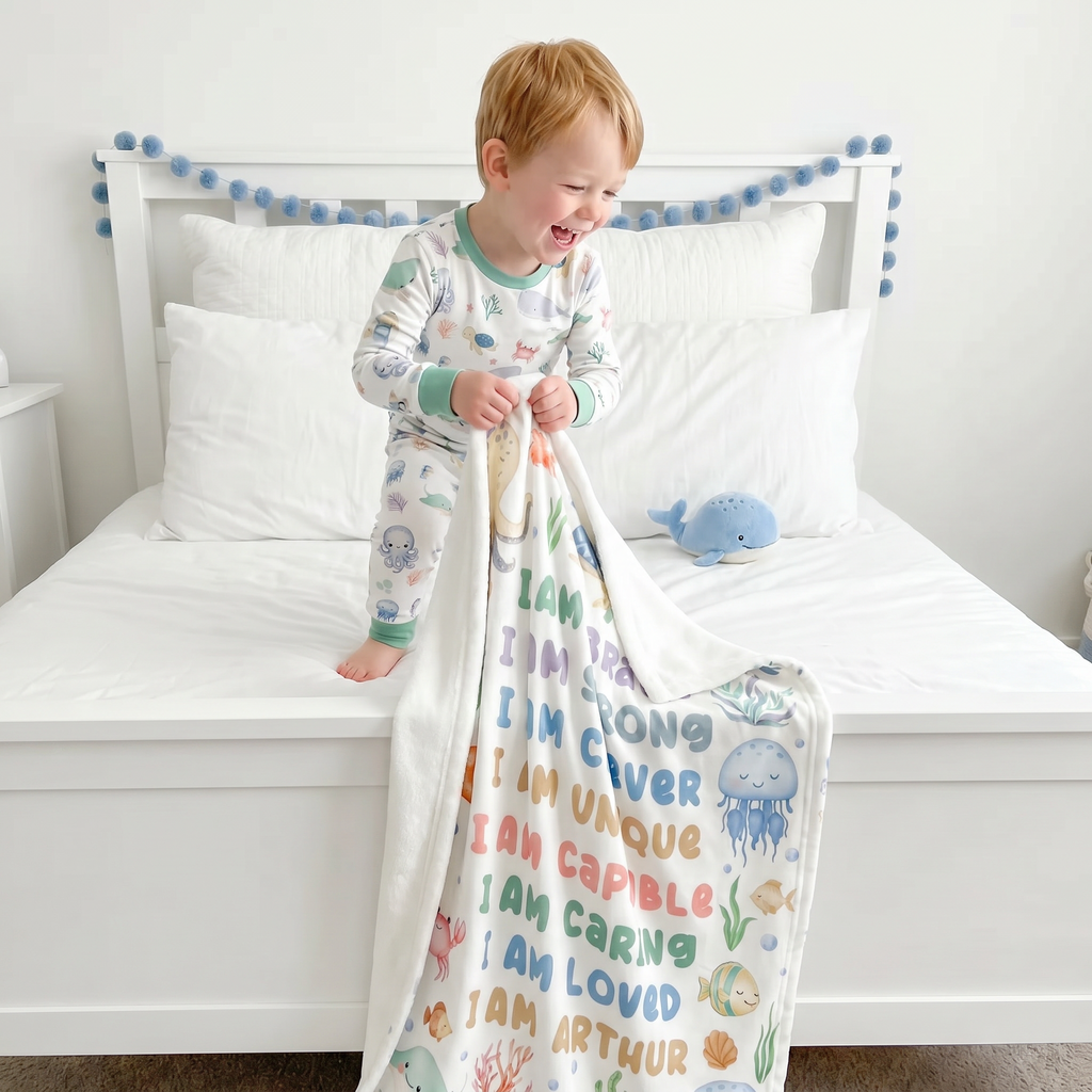 Affirmation Blanket in Sea Animals