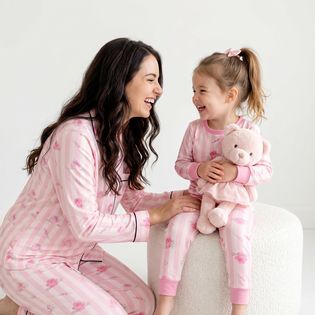 Pajama Set in Rosy