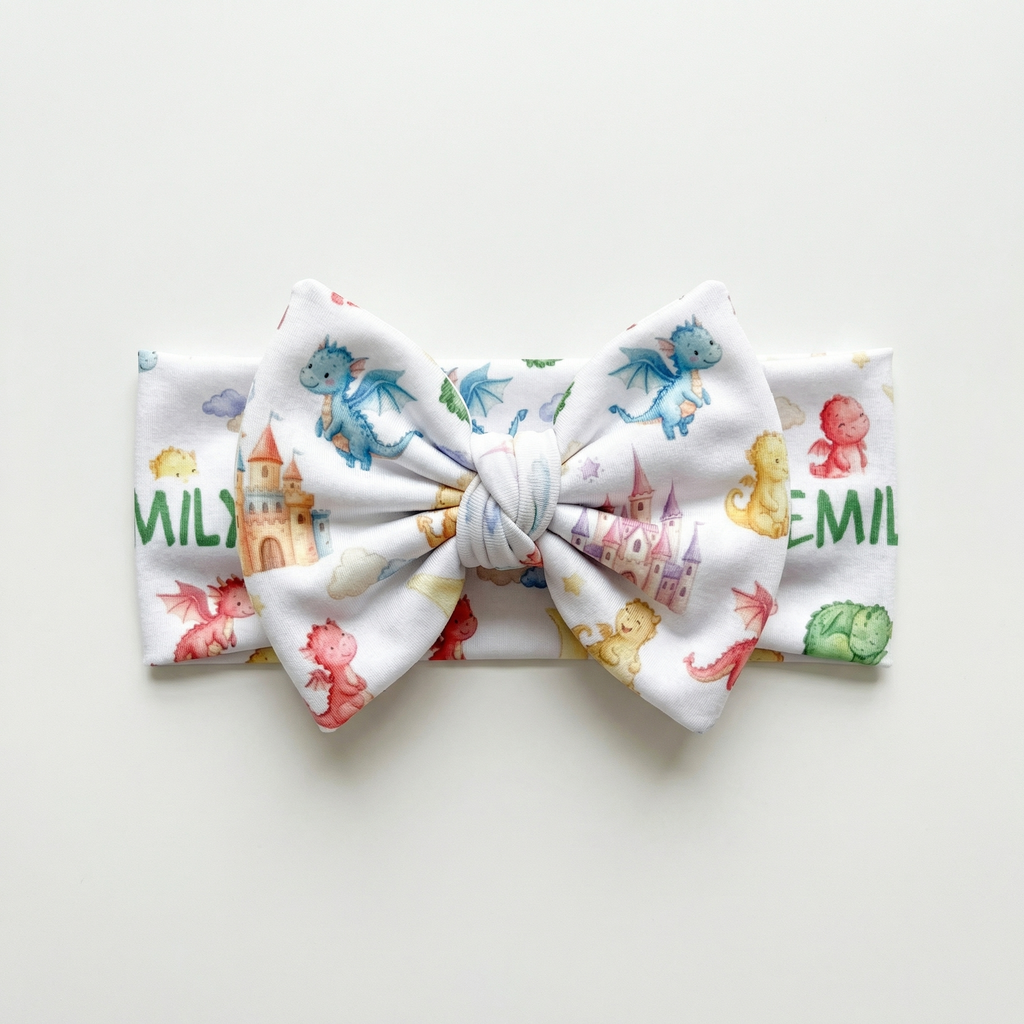 Personalized Bow Headband in Dragon Kingdom