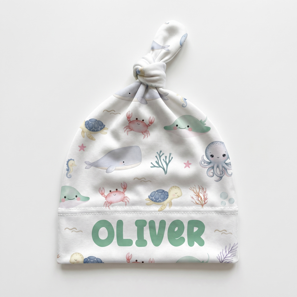 Personalized Knotted Hat in Sea Animals