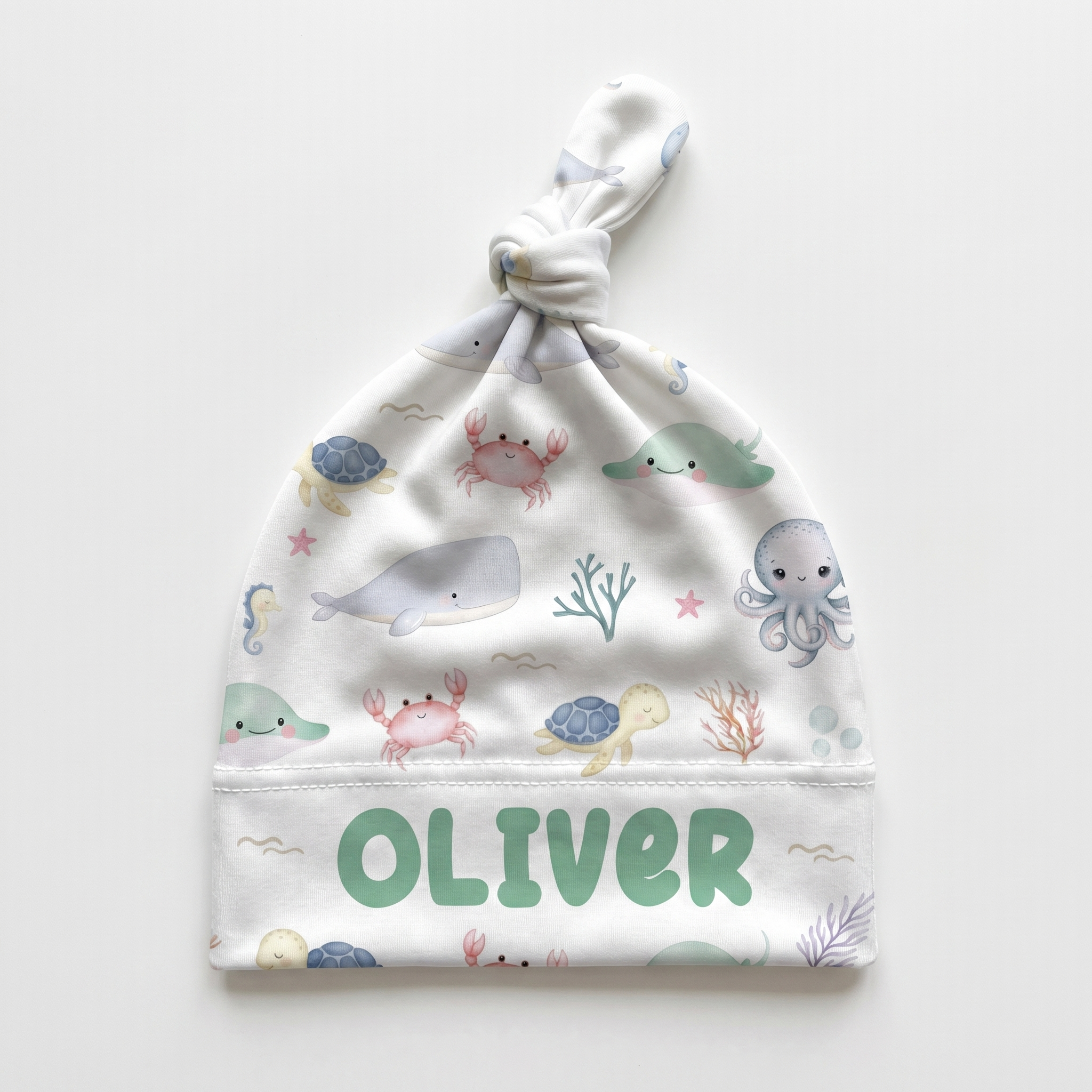Personalized Knotted Hat in Sea Animals