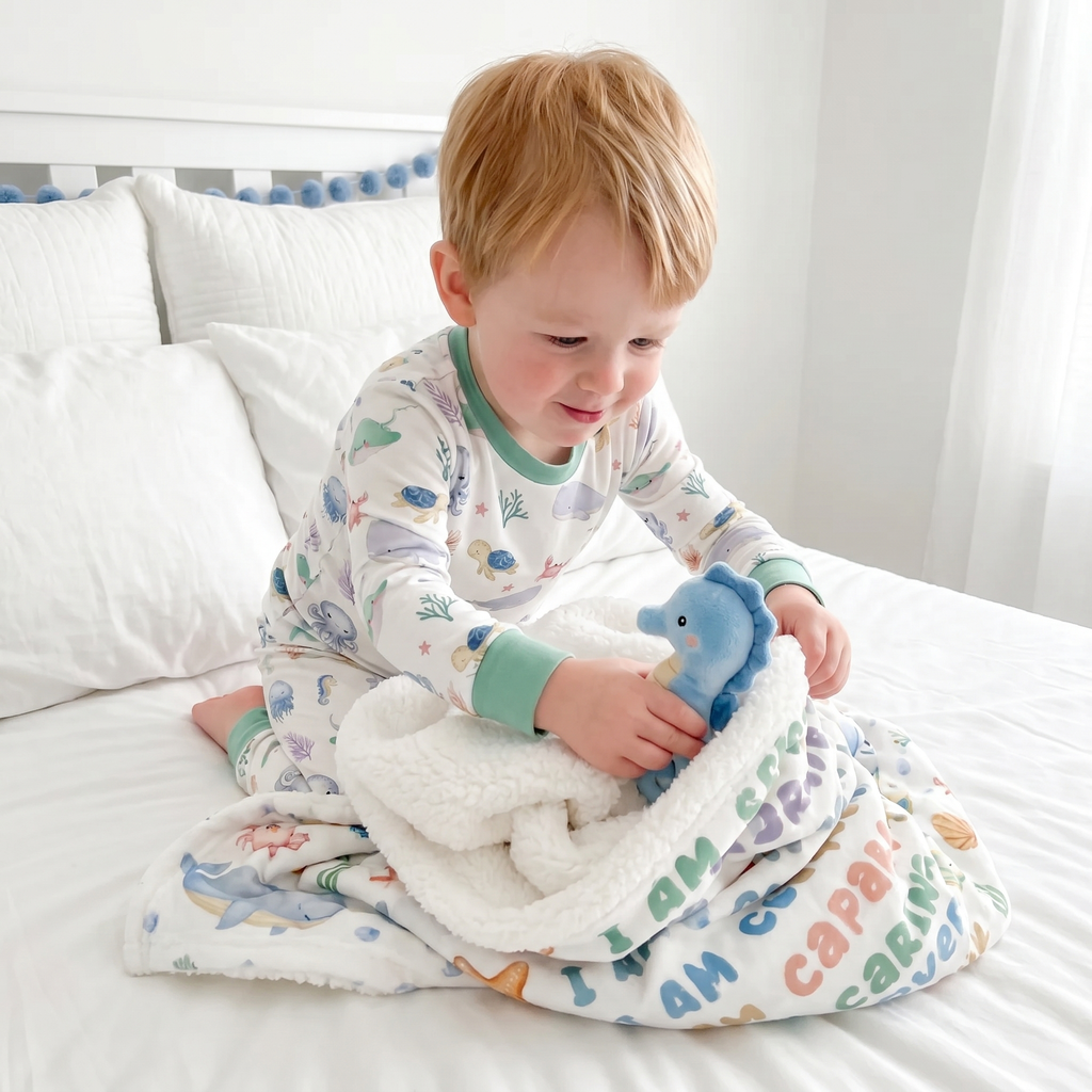 Affirmation Blanket in Sea Animals